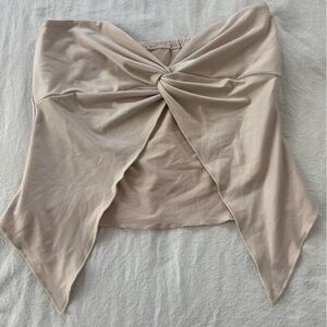 Amazon Asymmetrical Twist Front Tube Top - Beige